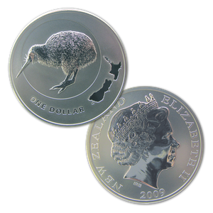 2009 Icons of New Zealand Kiwi and Map Silver Bullion Coin | NZ Post Collectables