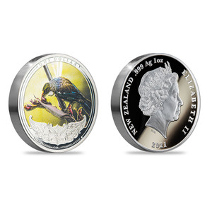 2020 Discover New Zealand - Tui Silver Proof Coin reverse and obverse | NZ Post Collectables