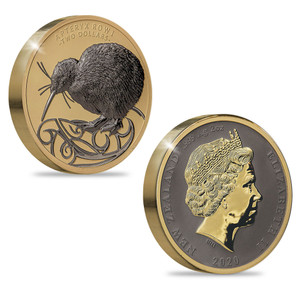 2020 Kiwi Gold and Ruthenium 2oz Silver Coin obverse and reverse | NZ Post Collectables