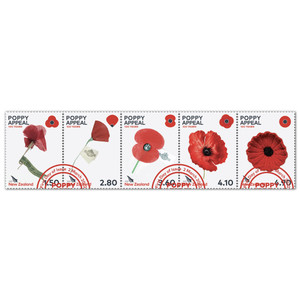 2022 Poppy Appeal 100 Years Se-tenant Set of Cancelled Stamps | NZ Post Collectables
