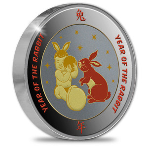 2023 Year of the Rabbit Gold Plated Medallion Front | NZ Post Collectables