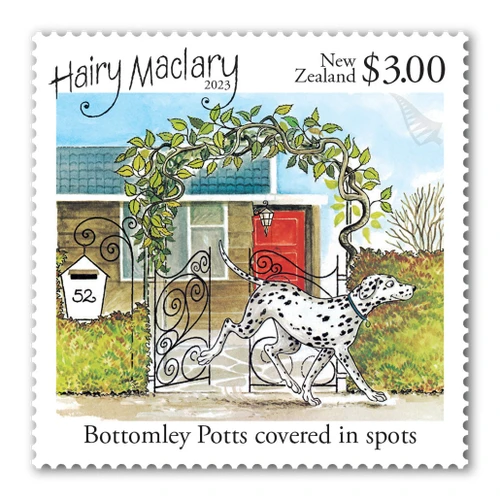2023 Hairy Maclary from Donaldson's Dairy $3.00 Stamp | NZ Post Collectables