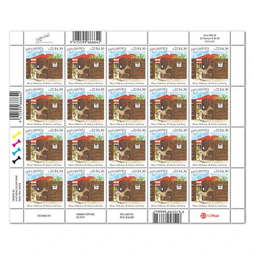 2023 Hairy Maclary from Donaldson's Dairy $4.30 Stamp Sheet | NZ Post Collectables