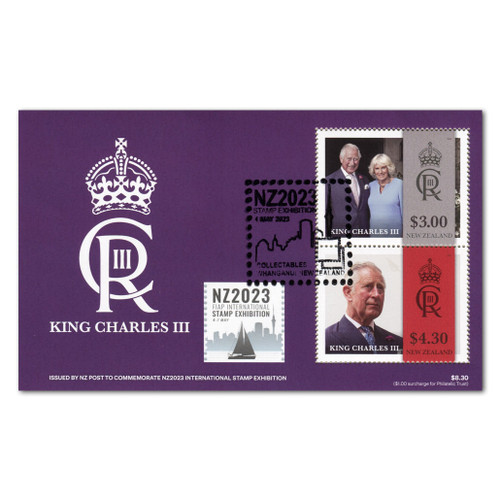 NZ2023 International Stamp Exhibition Cancelled Miniature Sheet - King Charles III | NZ Post Collectables