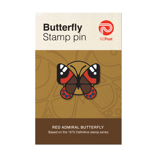 Red Admiral Butterfly Pin Card Front | NZ Post Collectables