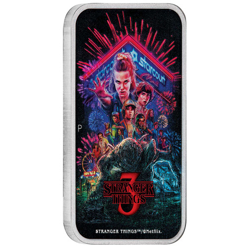 2026 Tuvalu Stranger Things Season 3 Poster 1oz Silver Coin Reverse Side | NZ Post Collectables