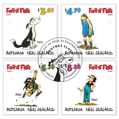 2026 Footrot Flats Set of Cancelled Stamps | NZ Post Collectables