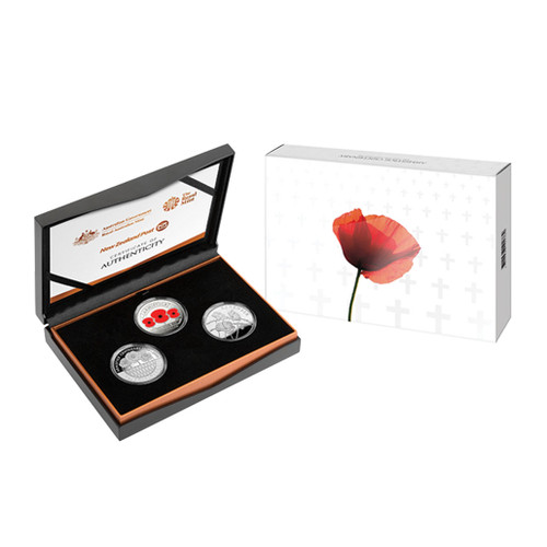 Armistice 1918 - 2018 Joint Issue Silver Proof 3-Poppy Coin Set | NZ Post Collectables