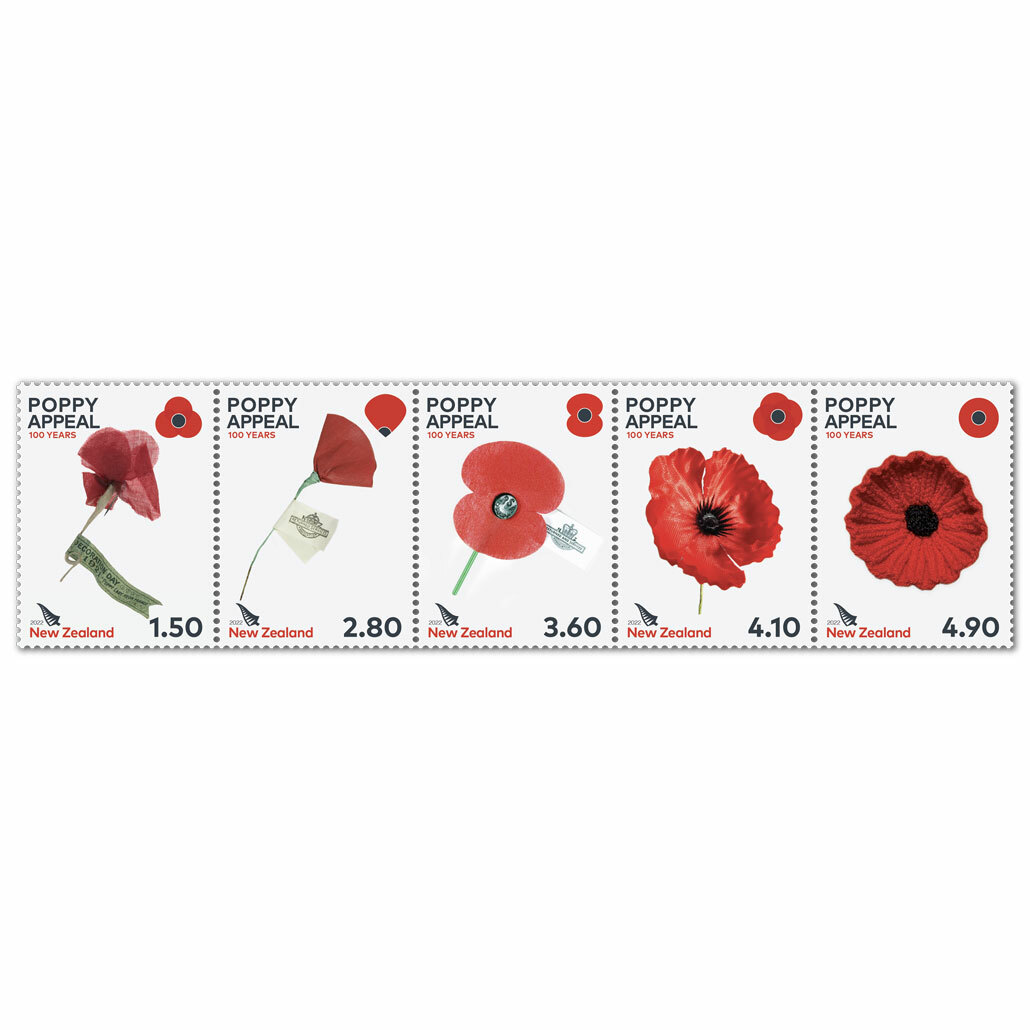 2022 Poppy Appeal 100 Years Se-tenant Set of Mint Stamps | NZ Post Collectables