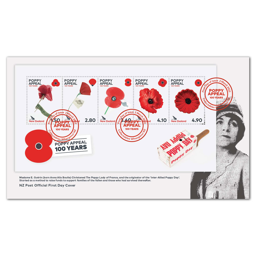 2022 Poppy Appeal 100 Years Miniature Sheet First Day Cover | NZ Post Collectables