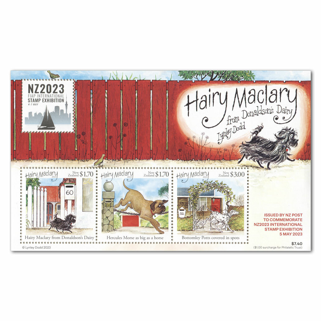 NZ2023 International Stamp Exhibition Limited Edition Miniature Sheet - Hairy Maclary | NZ Post Collectables