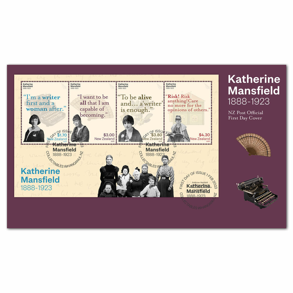 Katherine Mansfield 1888-1923 miniature sheet first day cover | NZ Post Collectables