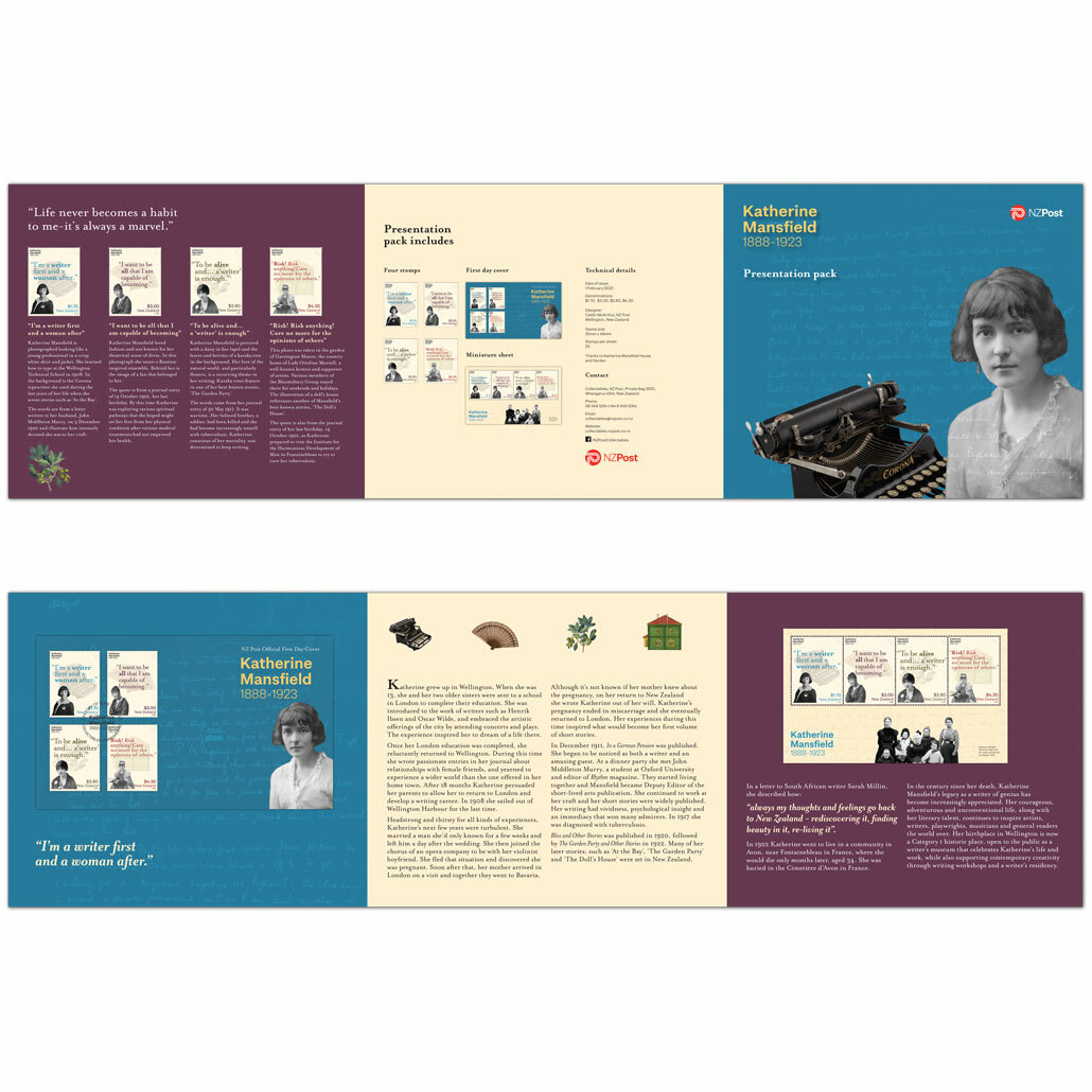 Katherine Mansfield 1888-1923 presentation pack | NZ Post Collectables