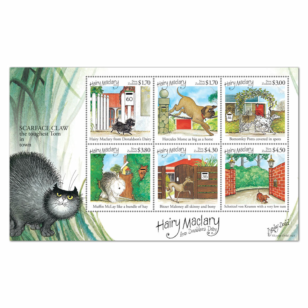 Hairy Maclary Miniature sheet | NZ Post Collectables