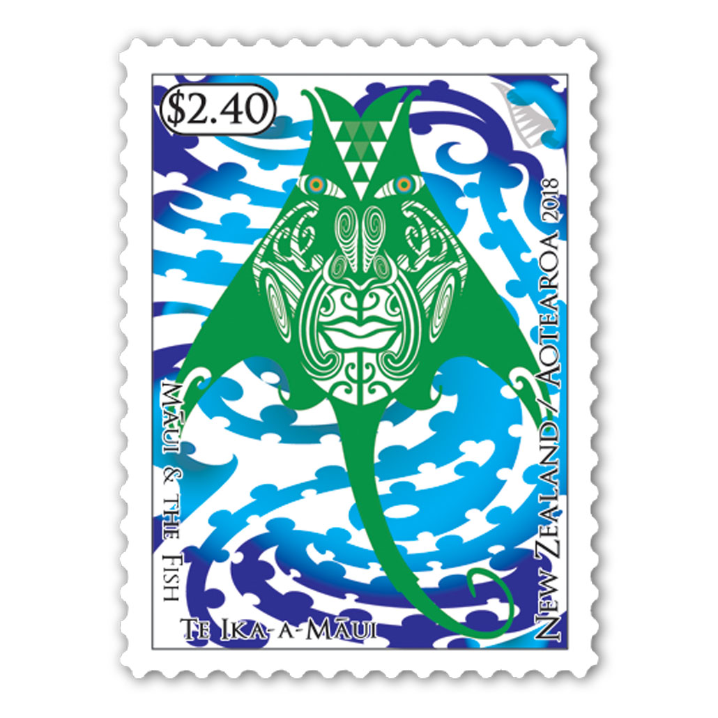 2018 Maui and the Fish - Te Ika-a-Maui Single $2.40 'The fierce battle' self-adhesive stamp | NZ Post Collectables