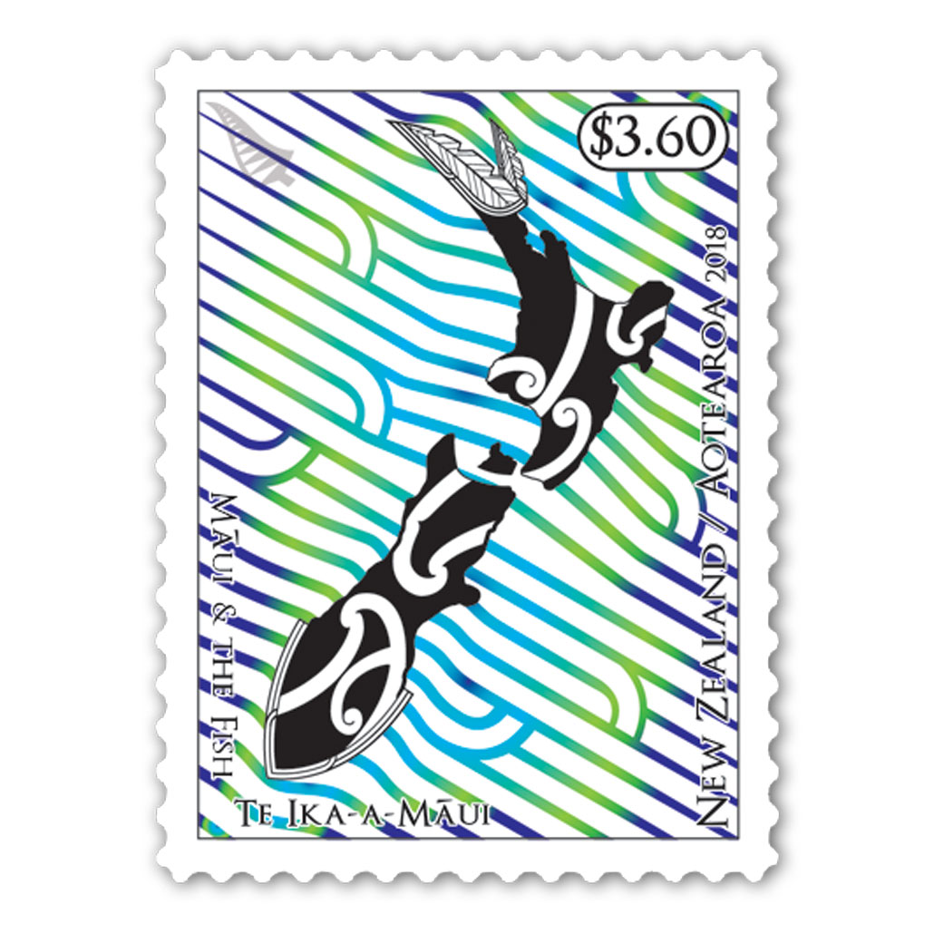 2018 Maui and the Fish - Te Ika-a-Maui Single $3.60 'The fish of Māui and the waka' self-adhesive stamp | NZ Post Collectables