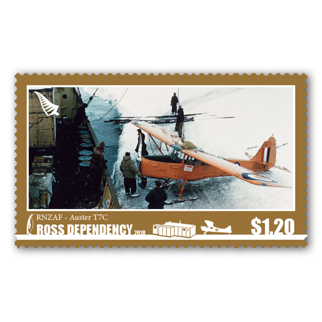 2018 Ross Dependency Aircraft Single $1.20 'RNZAF - Auster T7C' gummed stamp | NZ Post Collectables