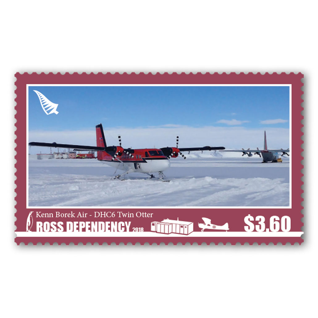 2018 Ross Dependency Aircraft Single $3.60 'Kenn Borek Air - DCH-6 Twin Otter' gummed stamp | NZ Post Collectables