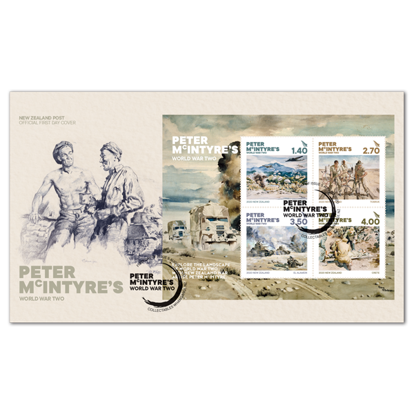 Peter McIntrye's World War Two miniature sheet first day cover | NZ Post Collectables