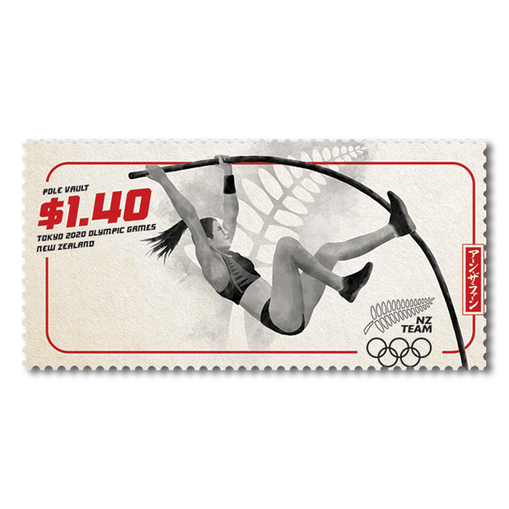 Tokyo 2020 Olympic Games 	  Single $1.40 'Pole vault' gummed stamp | NZ Post Collectables