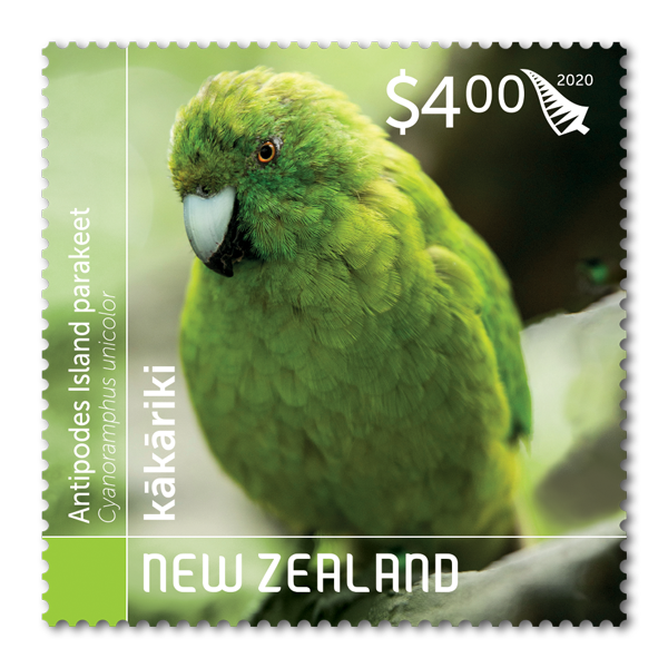 Kakariki - New Zealand Parakeets single $4.00 gummed stamp | NZ Post Collectables