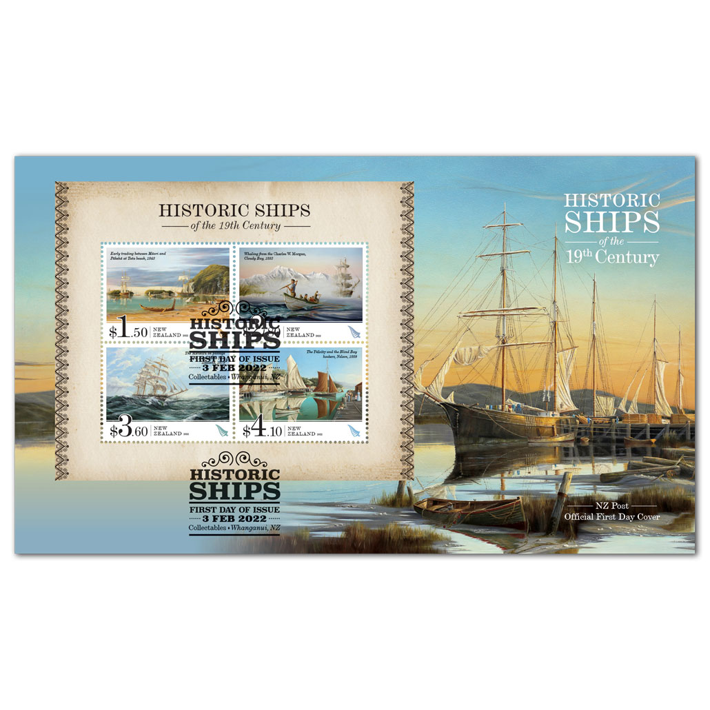 Historic Ships of the 19th Century miniature sheet first day cover | NZ Post Collectables