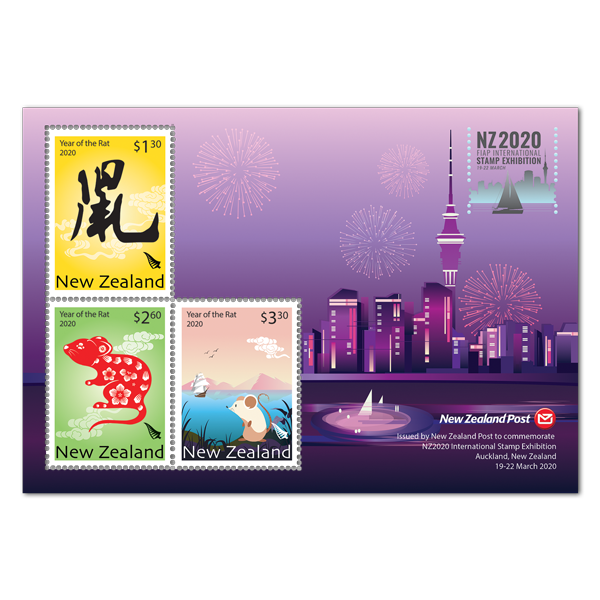 NZ2020 International Stamp Exhibition 2020 Year of the Rat miniature sheet | NZ Post Collectables