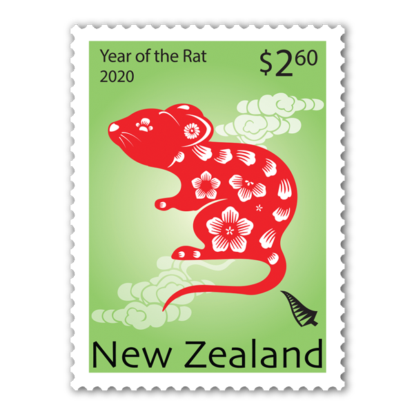 2020 Year of the Rat single $2.60 gummed stamp