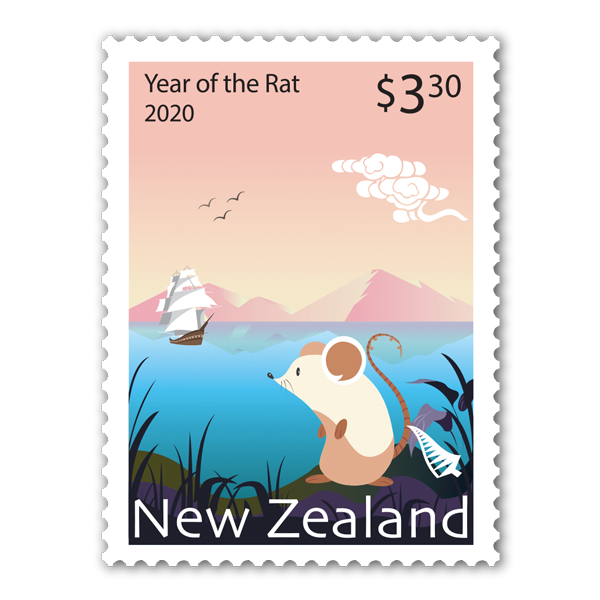 2020 Year of the Rat single $3.30 gummed stamp