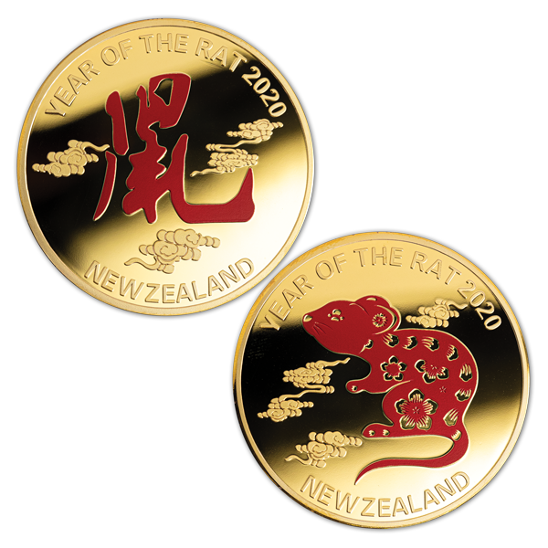 2020 Year of the Rat gold plated medallion