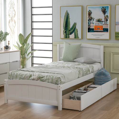 Twin size Platform Bed with Two Drawers