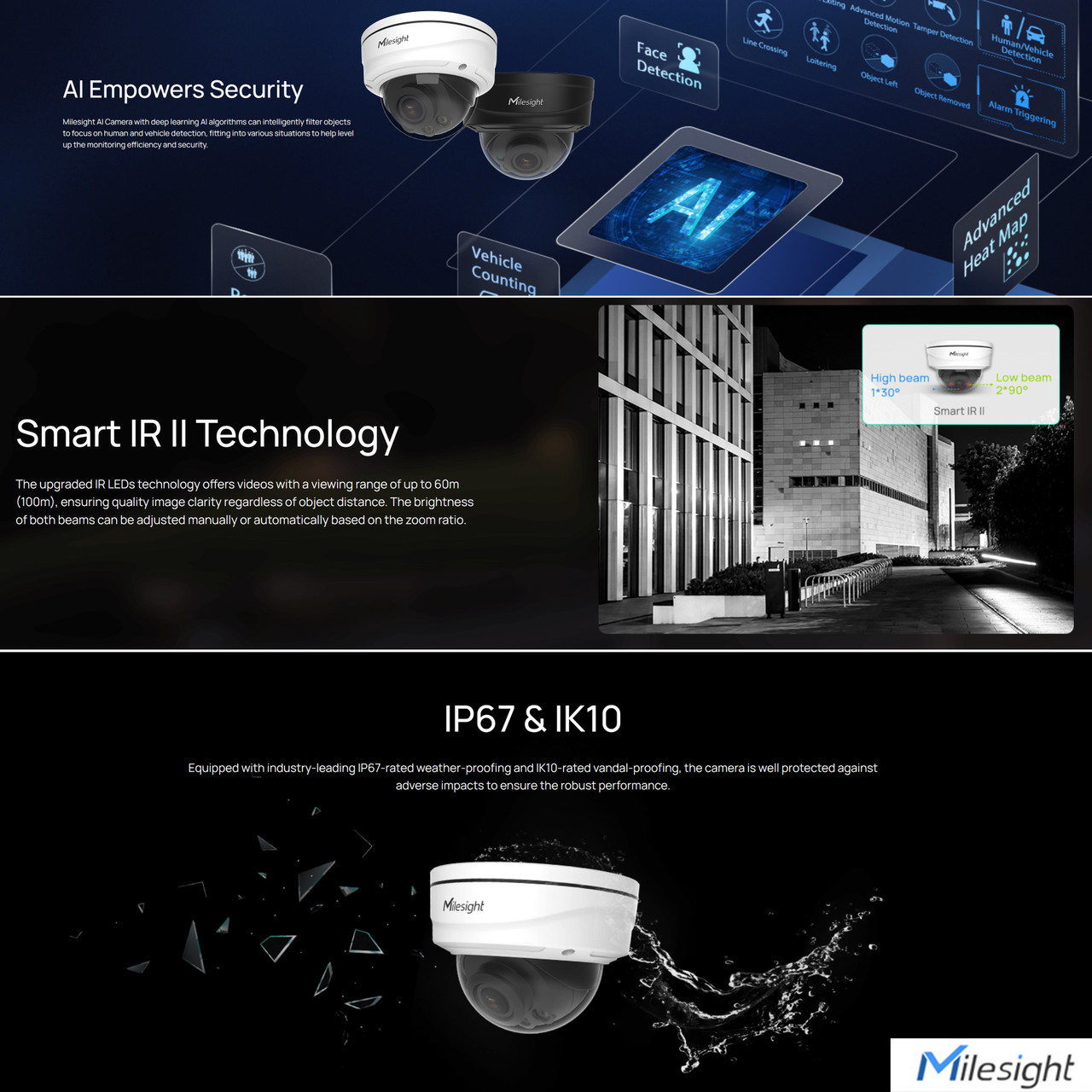 Milesight MS-C8272-FIPE 4K AI IR Vandal PRO Dome IP Camera