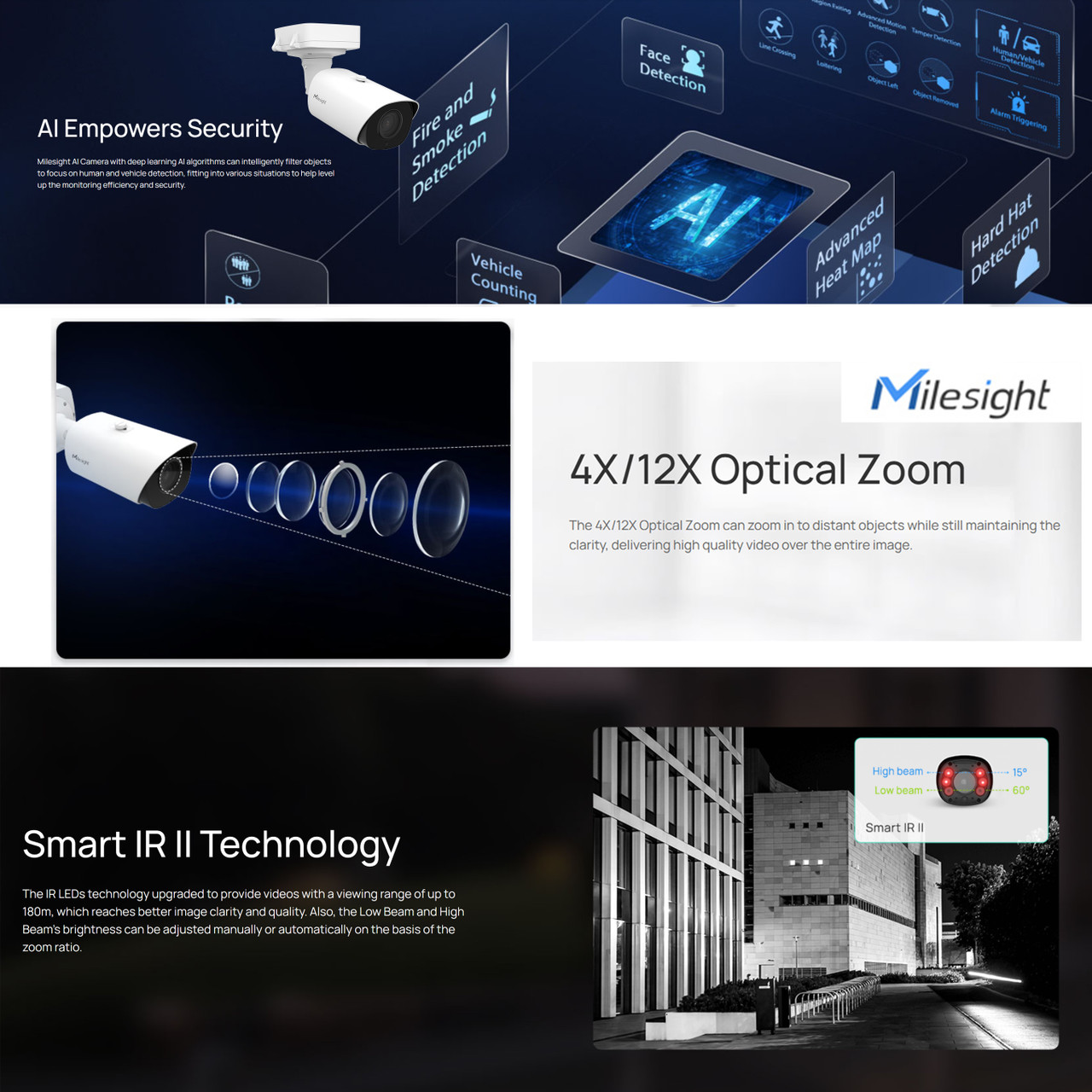 Milesight MS-C8266-X4PE 4K AI 4X Zoom Pro+ IR Bullet IP Camera