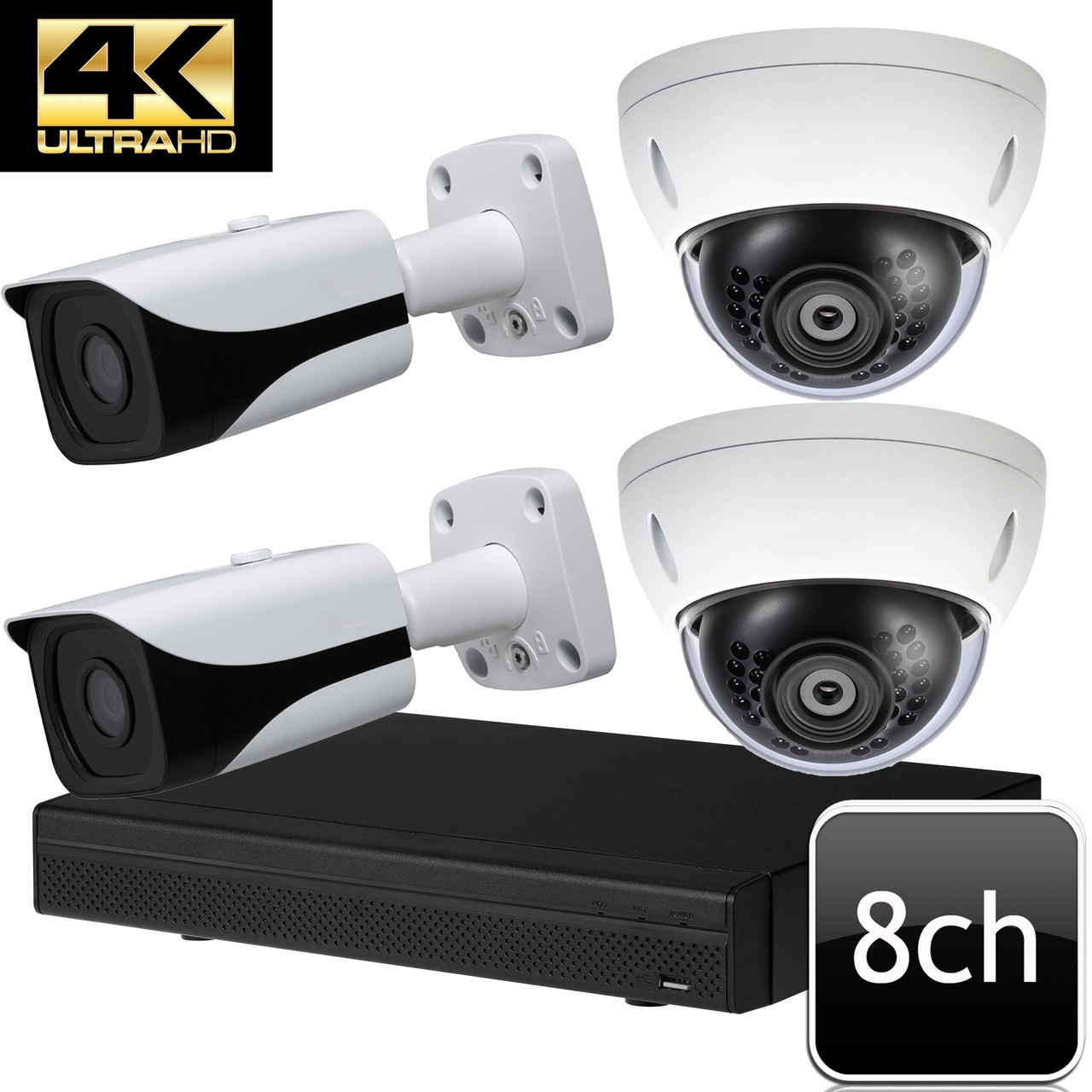 世界シェアTOPクラス！dahua製 高画質 防犯カメラ4台セット④ Dahua UHD 4K 8 channel 4 IP Security Camera System OEM-SD1