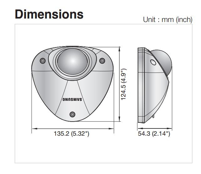 Samsung SNV-6012M Mobile 1080P HD Vandal IK10 Mini Dome IP Camera
