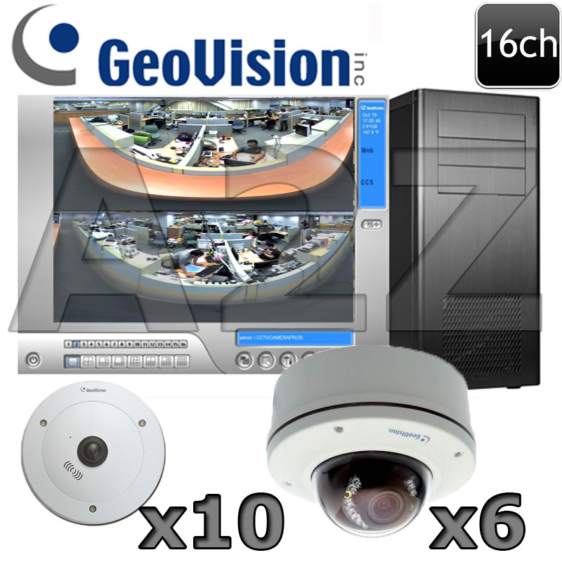 Geovision GV11 16 channel Fisheye/Dome IP Security Camera System