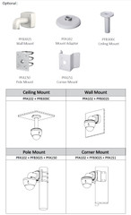 A2Z PDN42T212H Mini Vandal Dome Starlight PTZ IP Camera accessories and example mount drawings