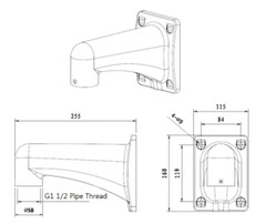 A2Z PDN49I425XR 4MP IR PTZ Camera Wall Mount Dimensions