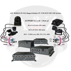 A2Z MOBILE-PC-P3ix Rugged PC NVR DVR Pro AV Systems PoE+ Support for Mobile IP Cameras M12 or RJ45 - CCTV - HD CCTV via BNC 