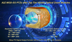 A2Z MOD-EO Duo & Trio Modular Multi-Payload PTZ Camera System's High Performing Visible Optical Zoom Module Flyer