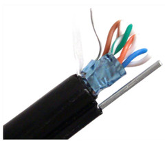 AZP-C5CMXSM3203 – Cat5e Outdoor Shielded Cable with Messenger, Drain Wire, 24AWG Solid Copper, 1000ft Black