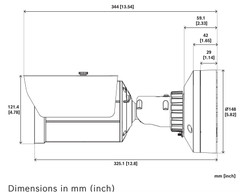 Bosch IQsight DINION 7100i IR NBE-7702 Series – 2MP HDR X Bullet IP Cameras dimensions