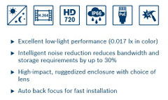 Bosch NDN-733V03-IP FlexiDome HD Starlight Key Features