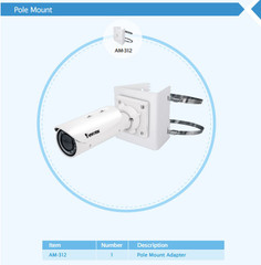 Vivotek IB9381-HT Bullet IP Camera pole mount