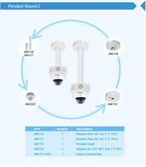 Vivotek FD816B-HF2 Dome IP Camera more pendant mounts