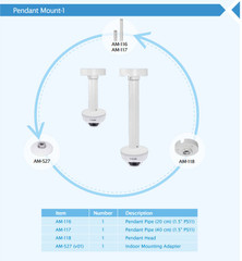 Vivotek FD836B-HVF2 Vandal Dome IP Camera pendant mounts