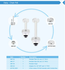 Vivotek FD8182-T Dome IP Camera Daisy Chain PoE Mounts