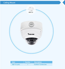 Vivotek FD8382-ETV Vandal Dome IP Camera conduit box