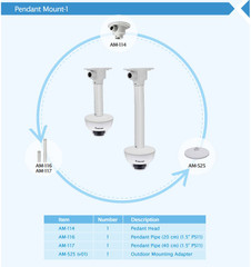 Vivotek FD8382-EVF2 Vandal Dome IP Camera pendant mount