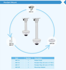 Vivotek FD8369A-V Dome IP Camera pendant mounts